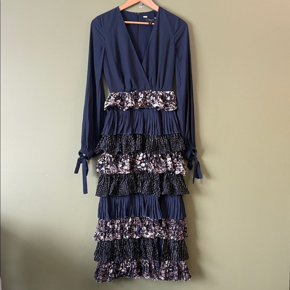 Chrissy Teigen X Revolve Luna Long Sleeve Tiered Ruffle Dress Navy Sz XS - Picture 2 of 9
